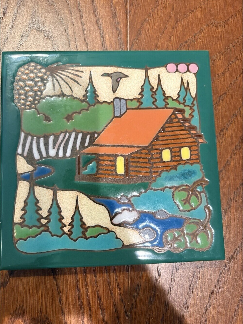 ART TILE WALL DECOR TRIVET HOT PLATE Cabin Rustic Decor Made In USA